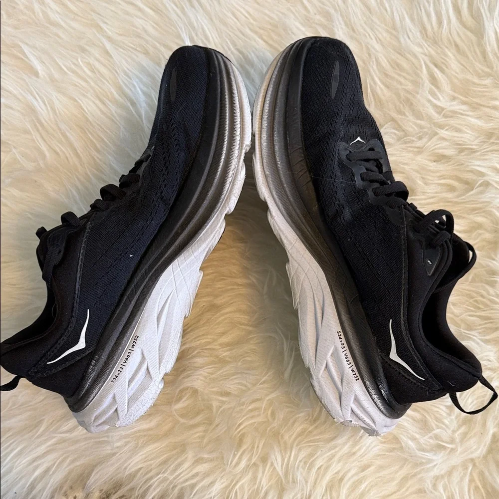 Hoka Bondi 8 Black and White Athletic Running Shoes - Picture 6 of 6
